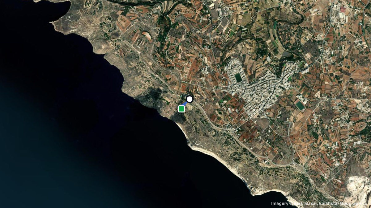 Satellite map of Dingli Cliffs with its launches and landings