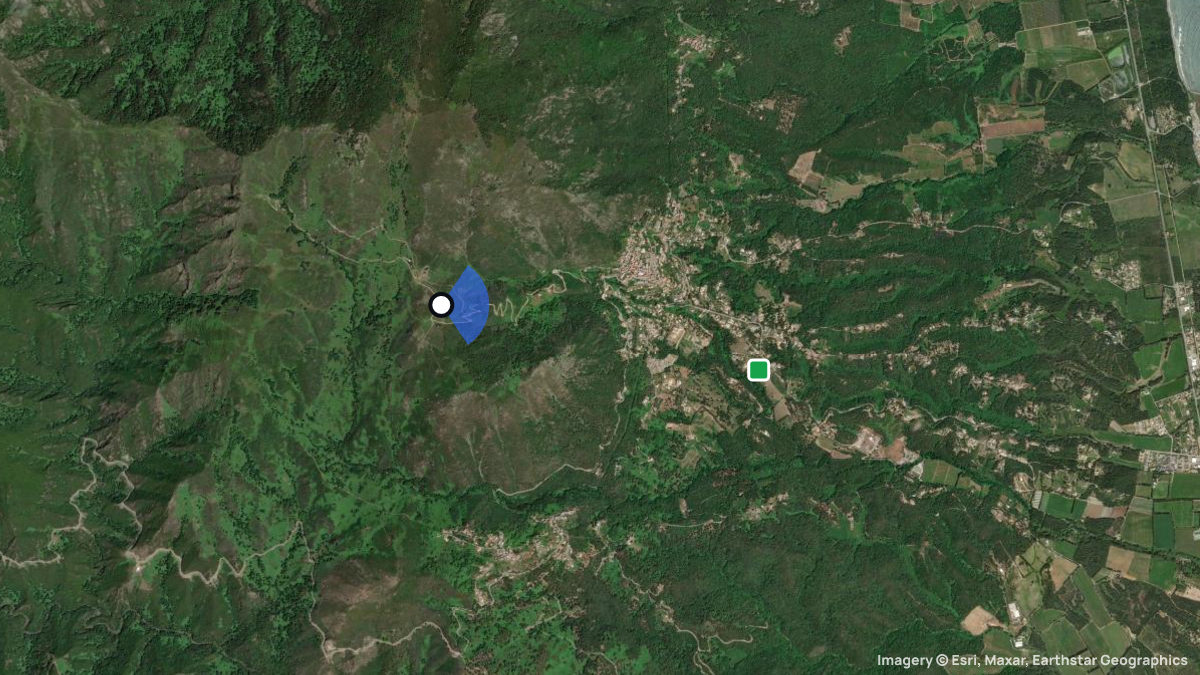Satellite map of Cervione with its launches and landings