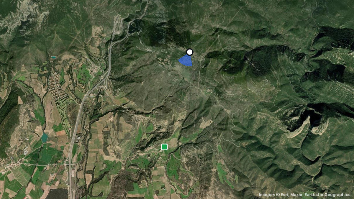 Satellite map of Tiacuto with its launches and landings