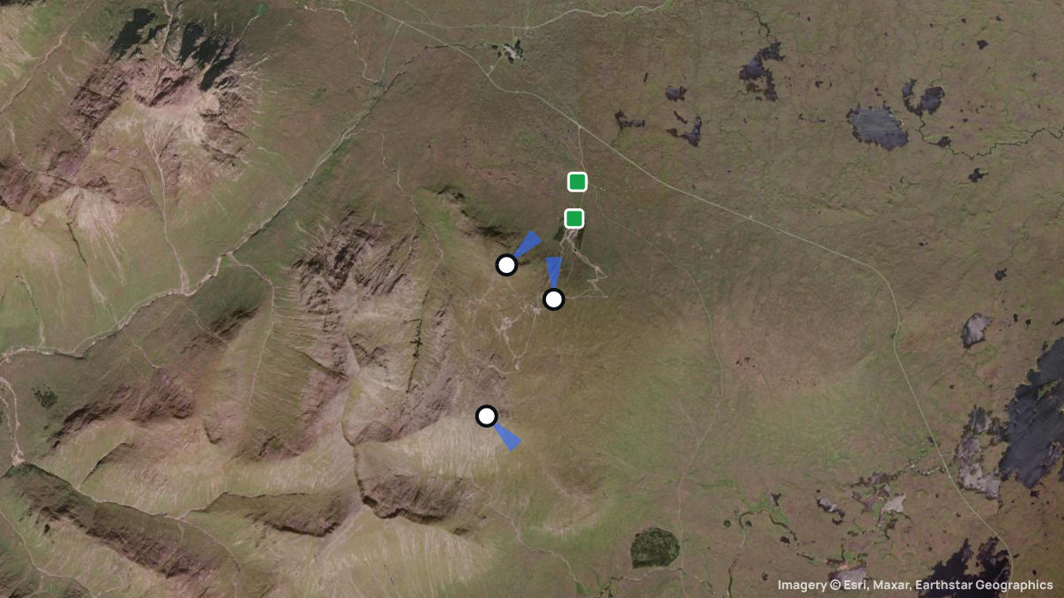Satellitenkarte von Glencoe mit Start- und Landeplätzen