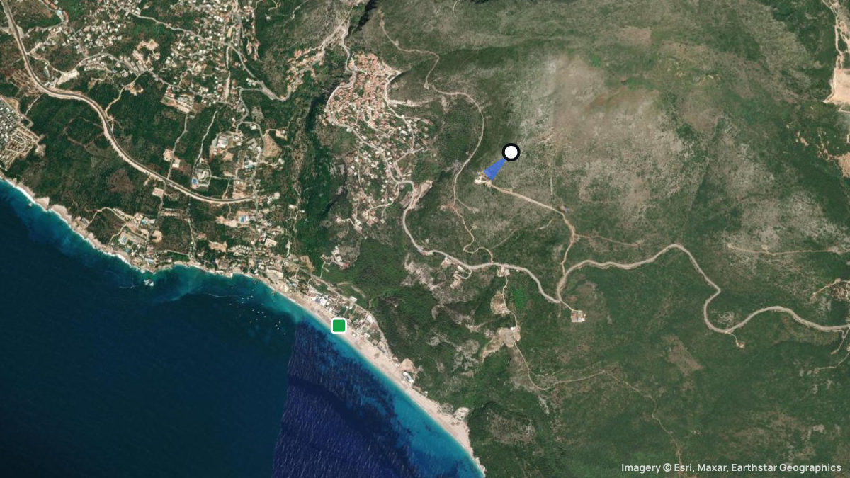Satellite map of Dhermi with its launches and landings