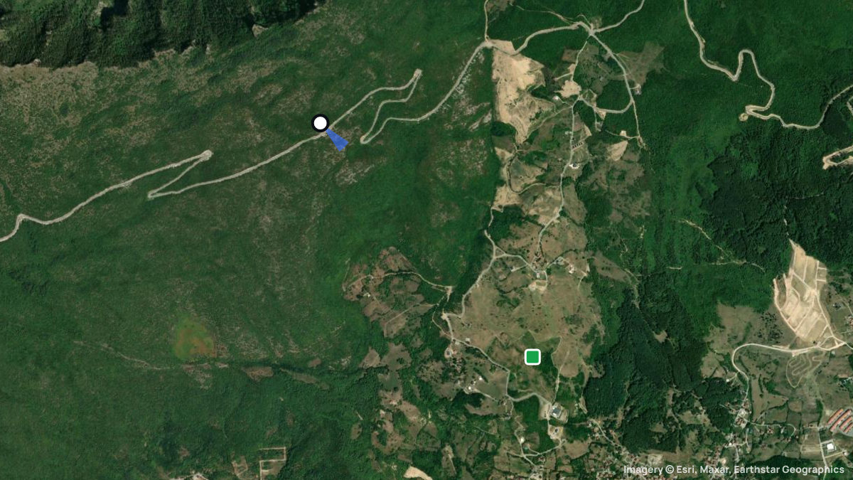Satellite map of Peja with its launches and landings