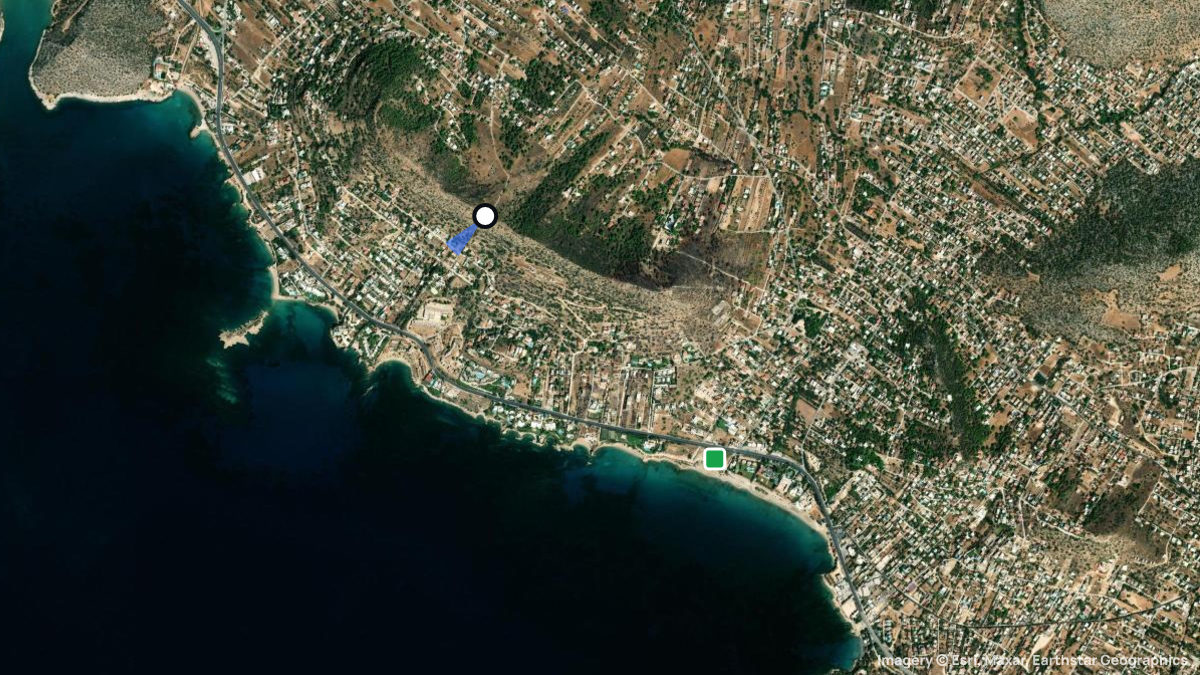 Satellite map of Agios Dimitros with its launches and landings