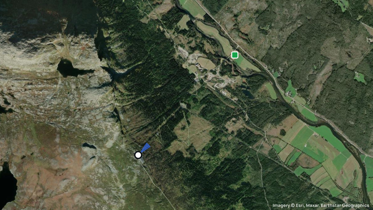Satellite map of Hydnefossen with its launches and landings