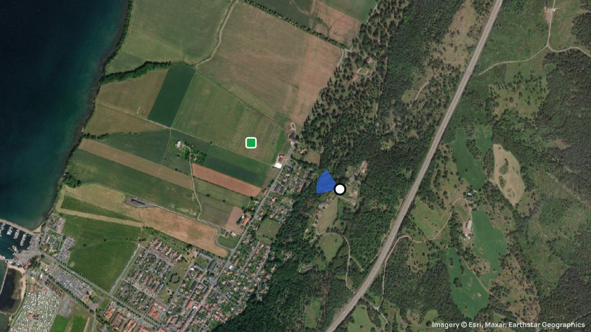 Satellite map of Gränna with its launches and landings