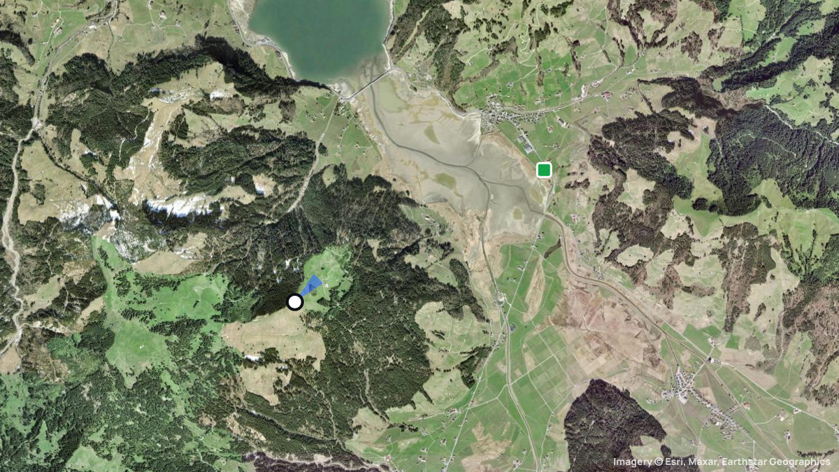 Satellite map of Schrähöchi with its launches and landings
