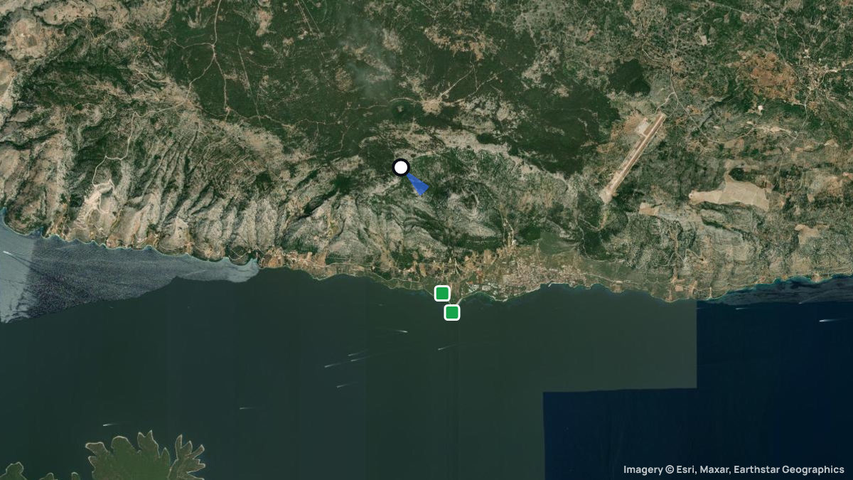 Satellite map of Vidova Gora with its launches and landings