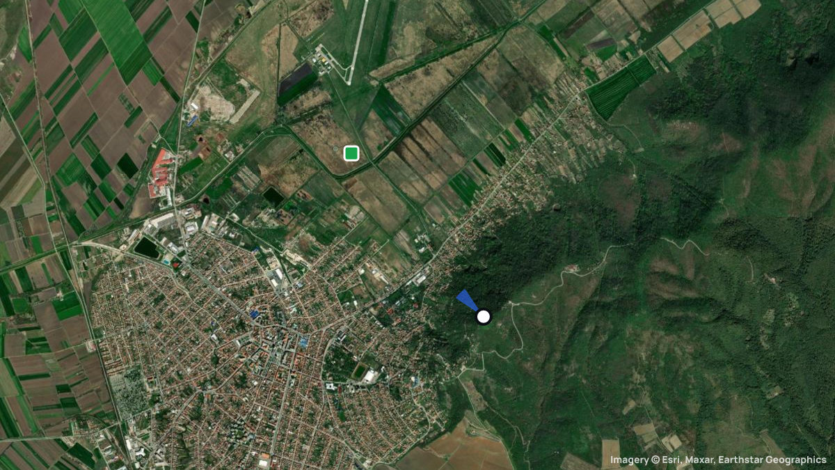 Satellite map of Vrsac with its launches and landings