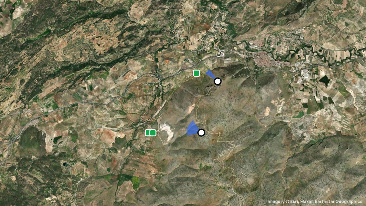 Satellite map of Sierra de Loja with its launches and landings