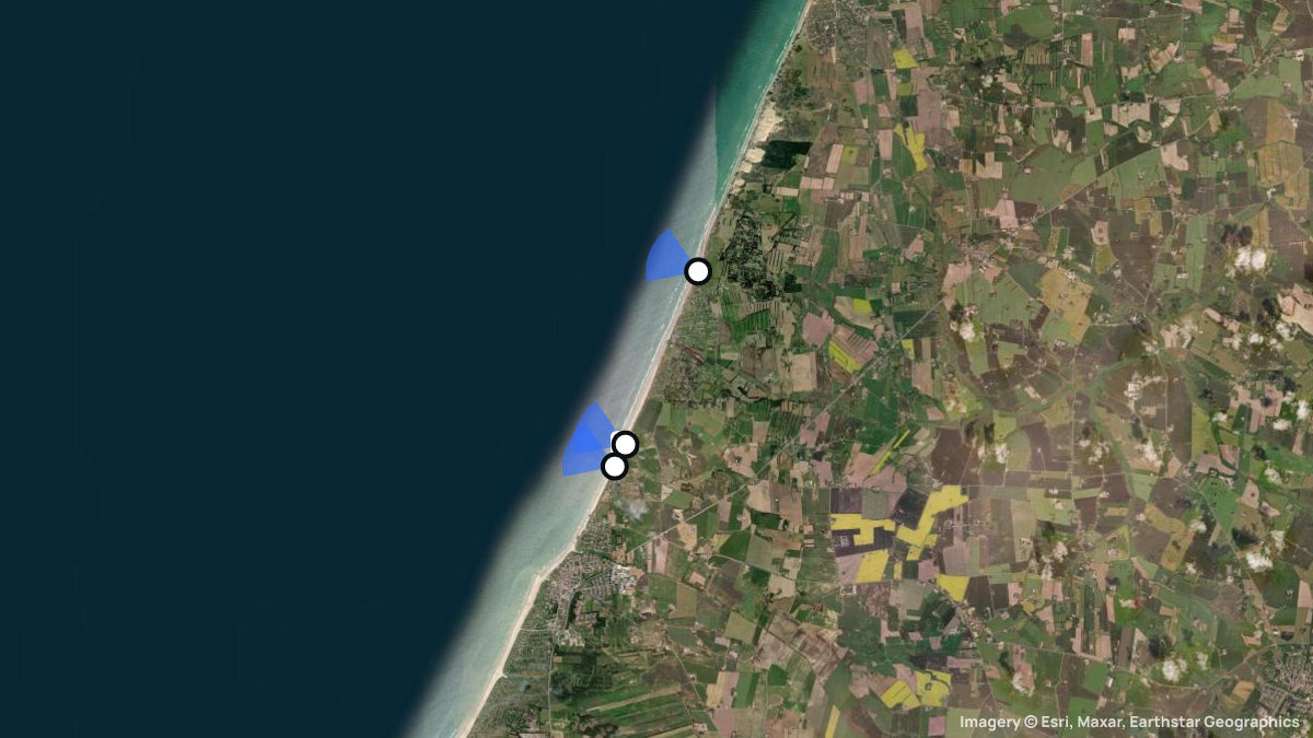 Satellite map of Lökken with its launches and landings