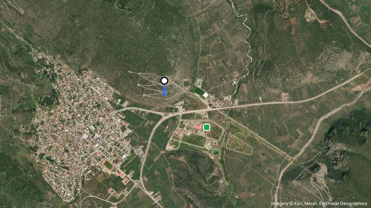 Satellite map of Amfissa with its launches and landings