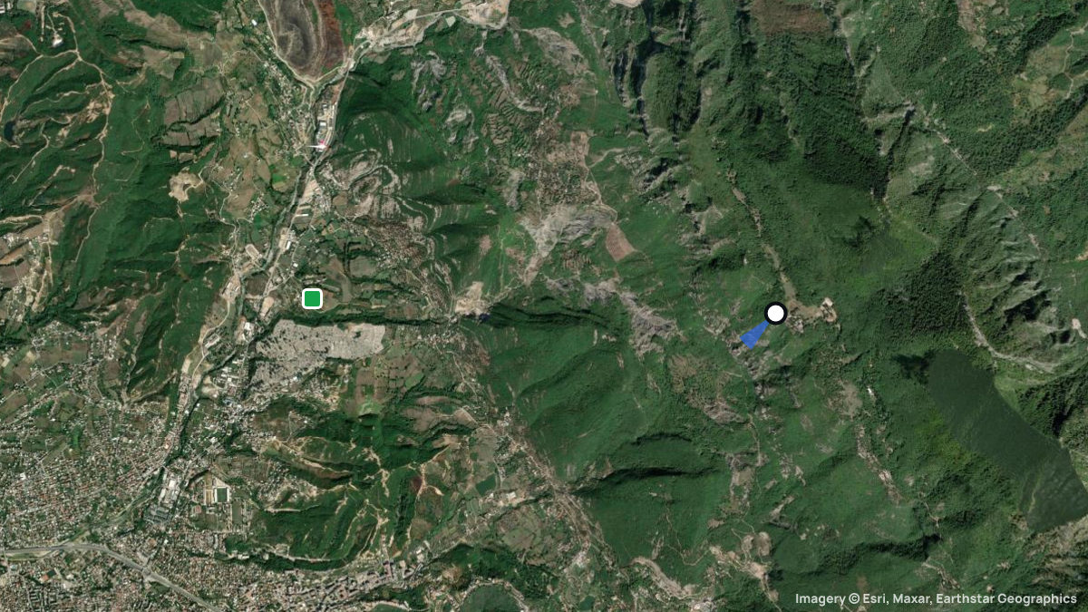 Satellite map of Dajti with its launches and landings
