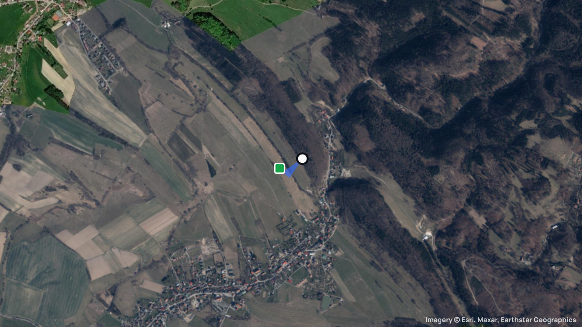 Satellite map of Czermna with its launches and landings