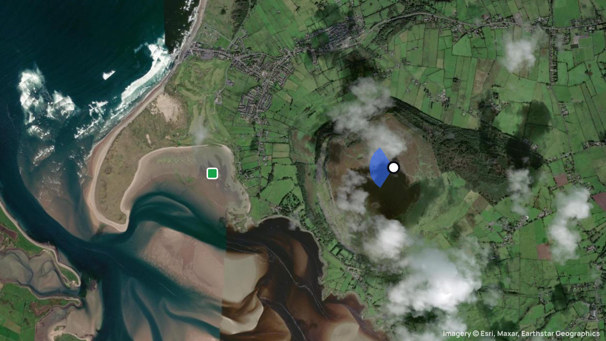 Satellite map of Knockarena with its launches and landings
