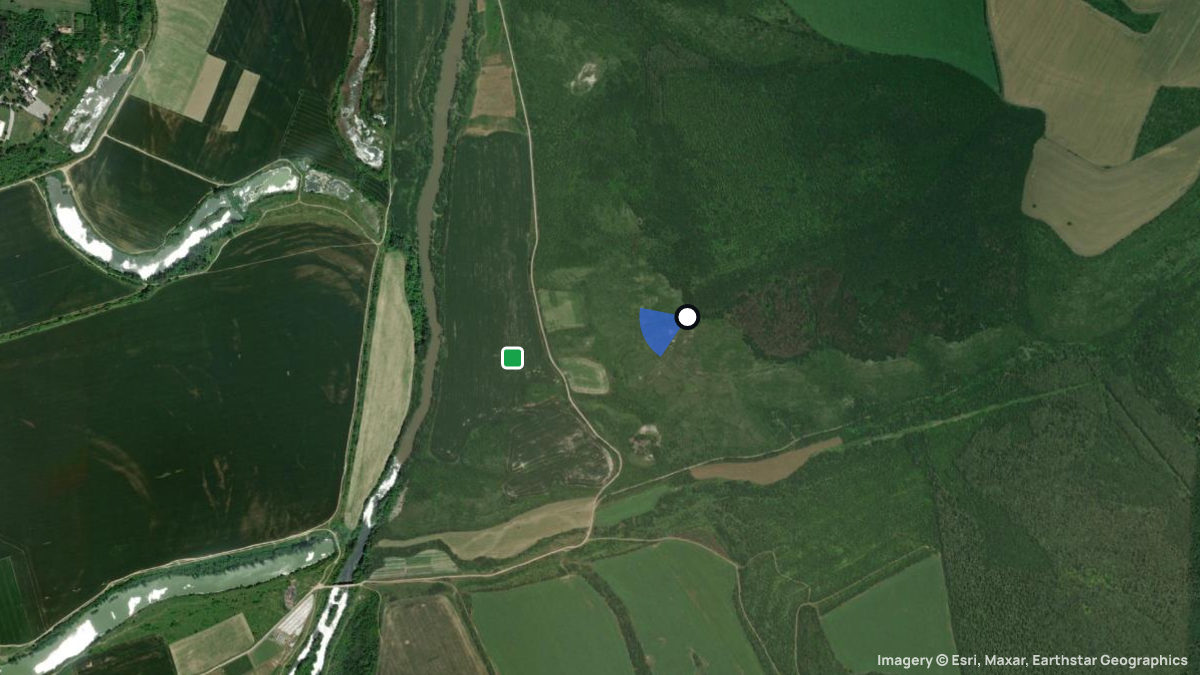 Satellite map of Polski Trambesh with its launches and landings