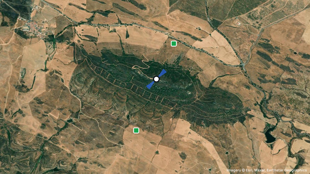 Satellitenkarte von Alcaria Ruiva mit Start- und Landeplätzen