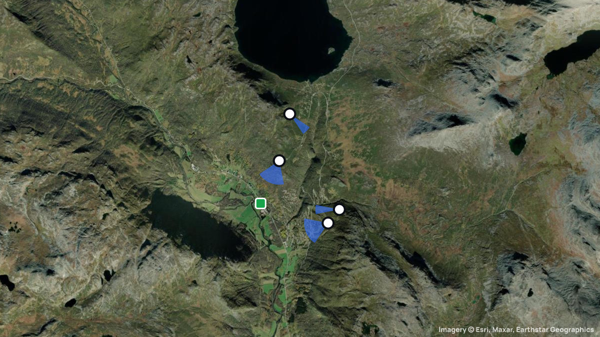 Satellitenkarte von Hemsedal mit Start- und Landeplätzen