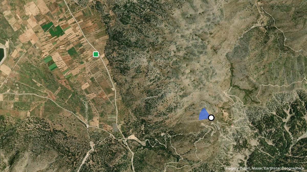 Satellite map of Omalos with its launches and landings