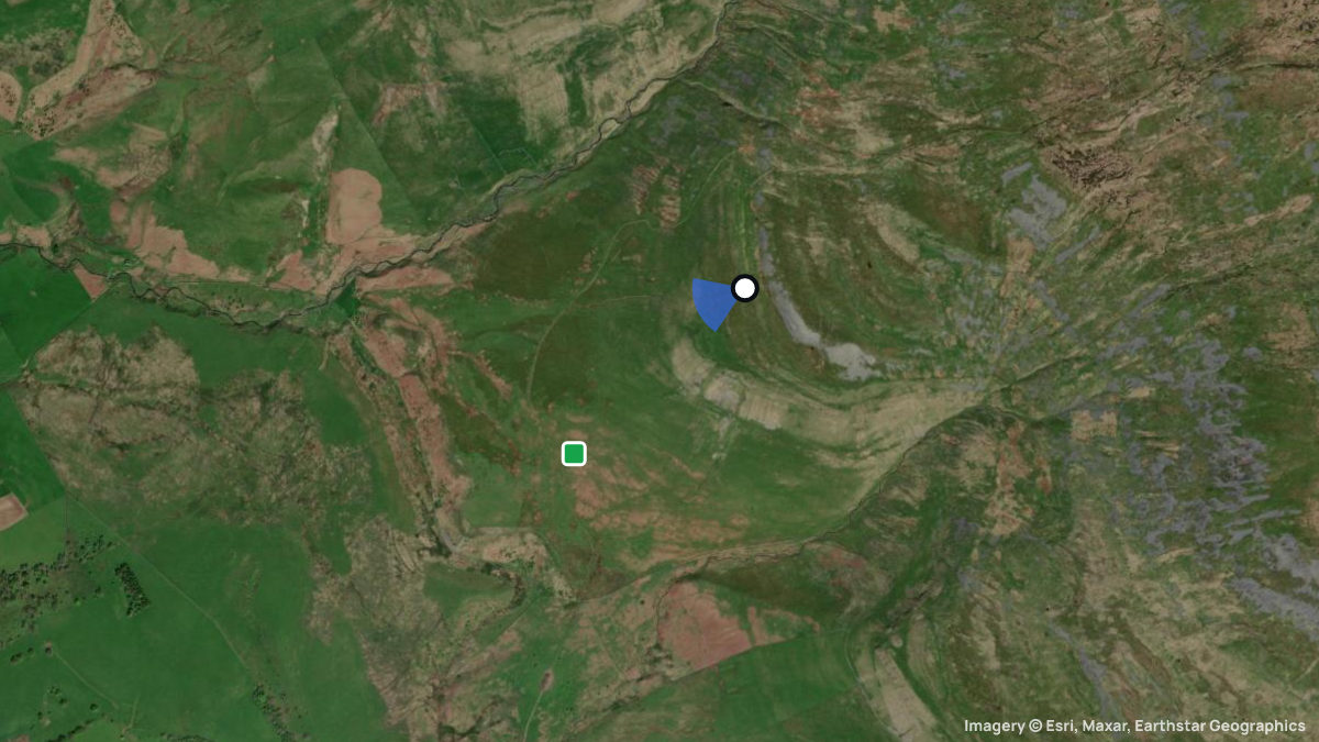 Satellite map of Cross Fell with its launches and landings