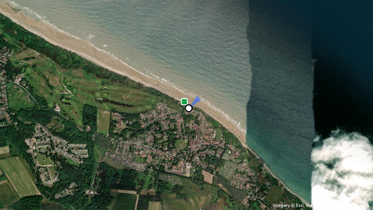 Satellitenkarte von Cromer mit Start- und Landeplätzen