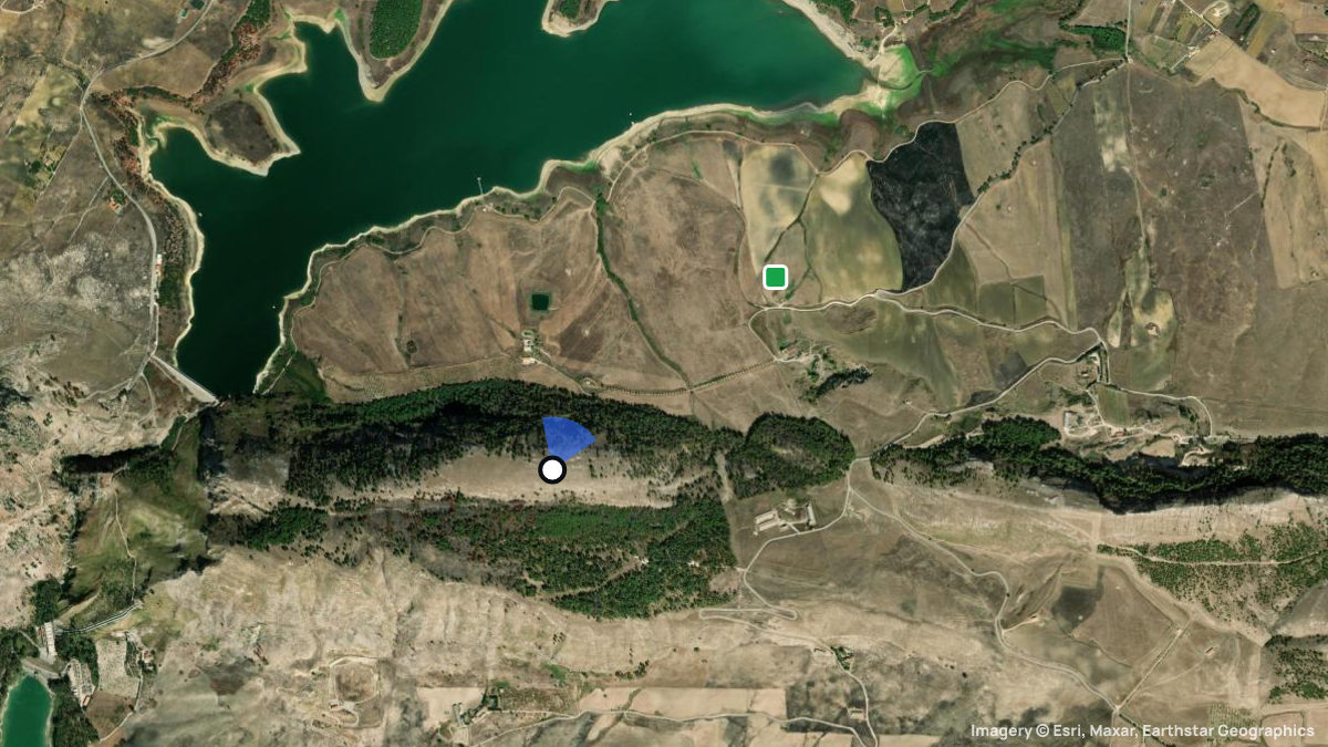 Satellite map of Monte Maganoce Nord with its launches and landings