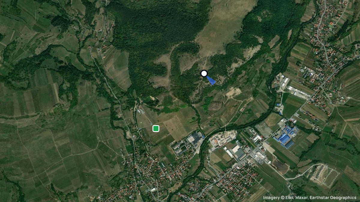 Satellite map of Beclean with its launches and landings