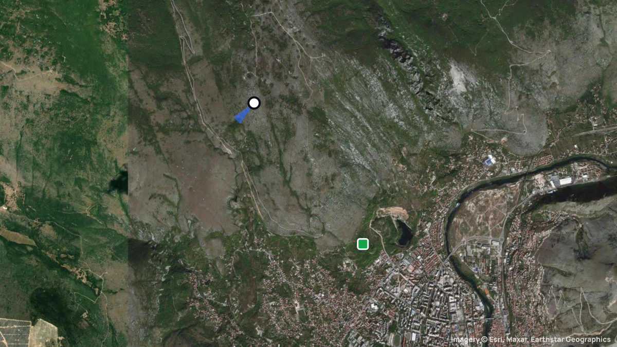 Satellite map of Planinica with its launches and landings