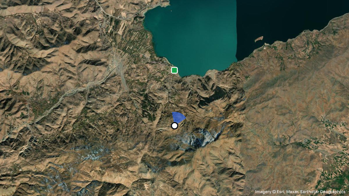 Satellite map of Hazarbaba Dagi with its launches and landings