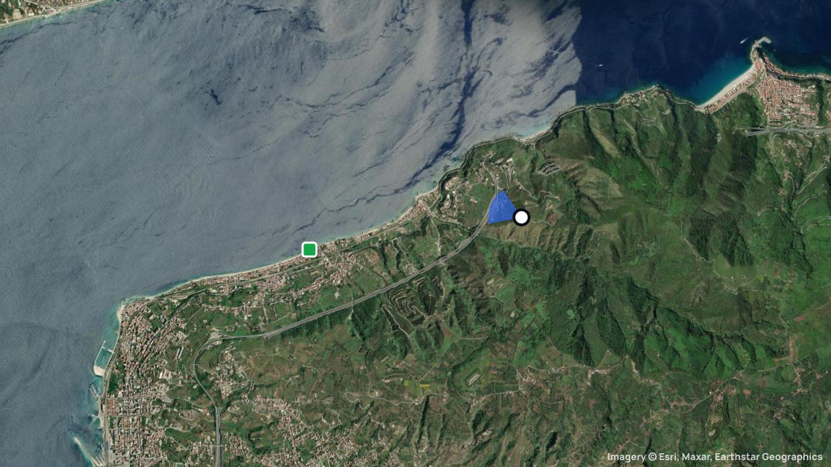Satellitenkarte von Pilone mit Start- und Landeplätzen
