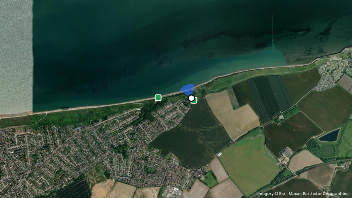 Satellitenkarte von Herne Bay mit Start- und Landeplätzen
