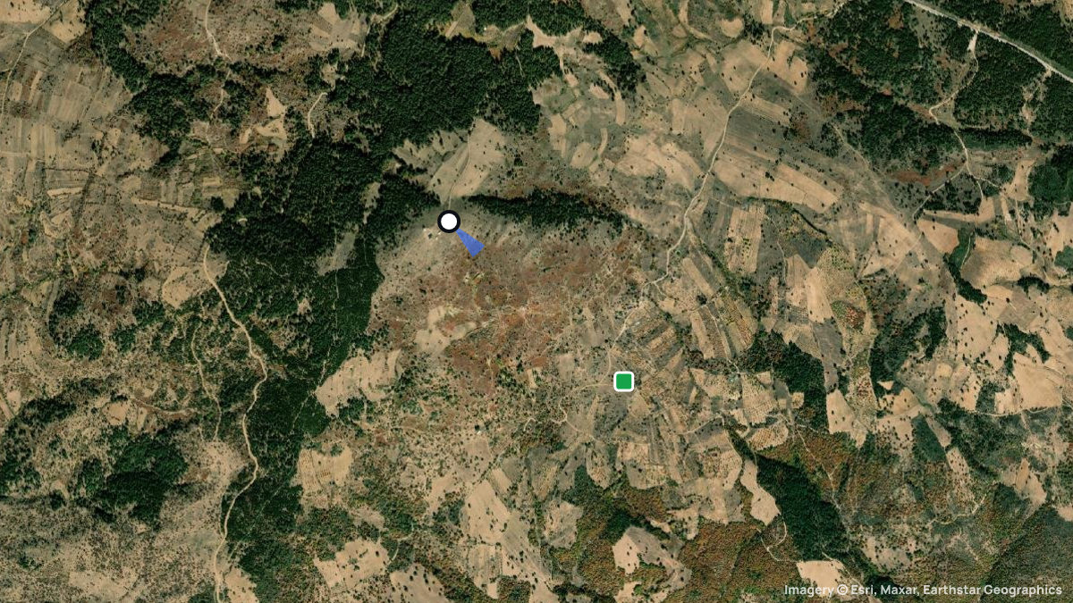Satellite map of Türkmen Tepe with its launches and landings