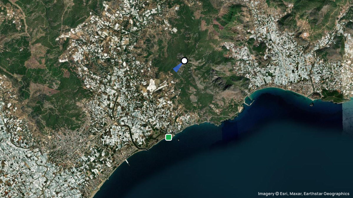Satellite map of Anamur with its launches and landings