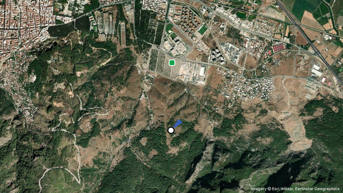 Satellite map of Delibas with its launches and landings