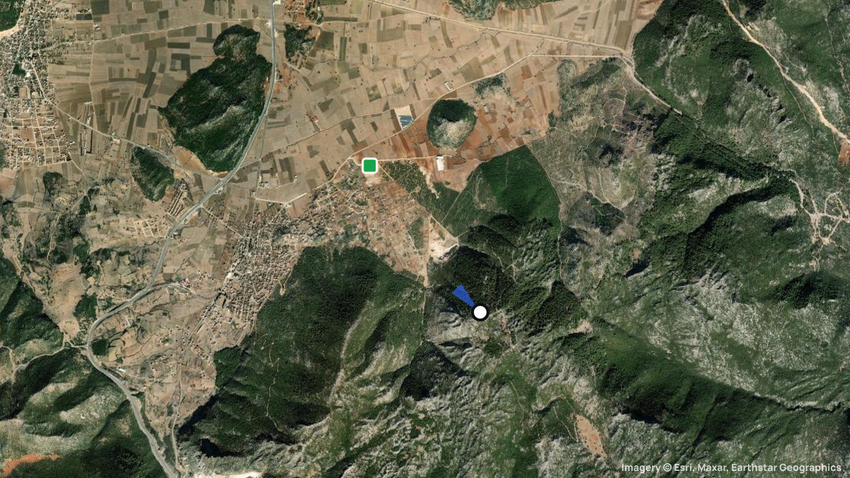 Satellite map of Dag with its launches and landings