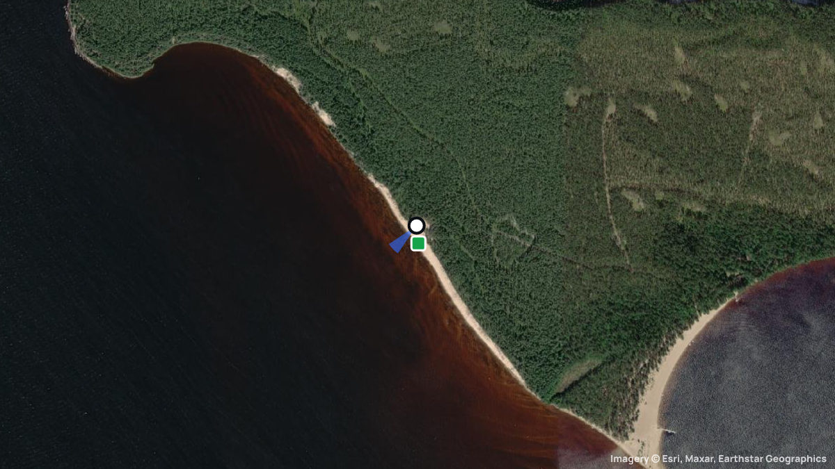 Satellite map of Ärjänsaari with its launches and landings
