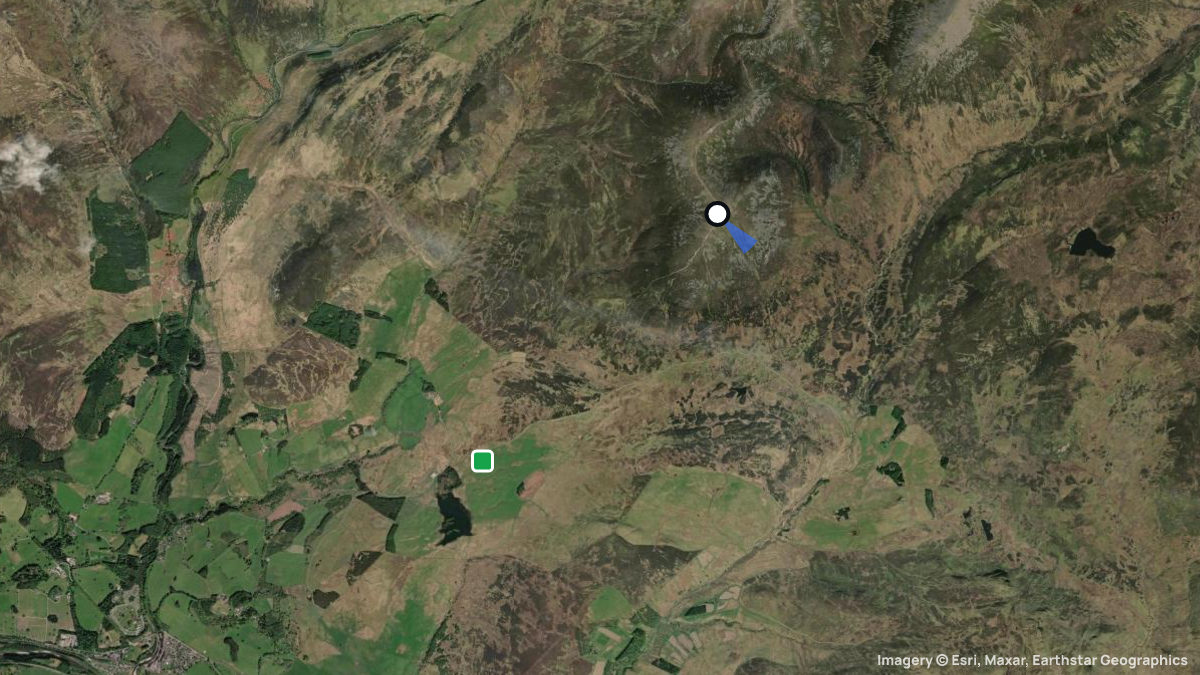Satellite map of Carn Liath with its launches and landings