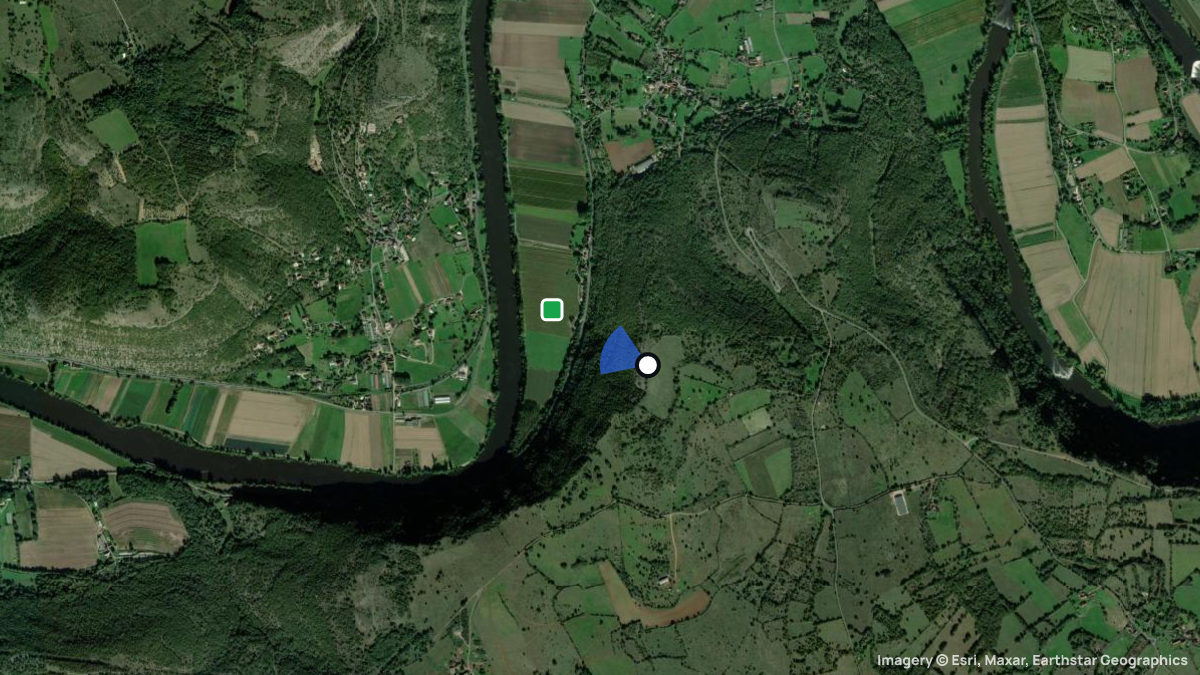 Satellite map of Saujac with its launches and landings
