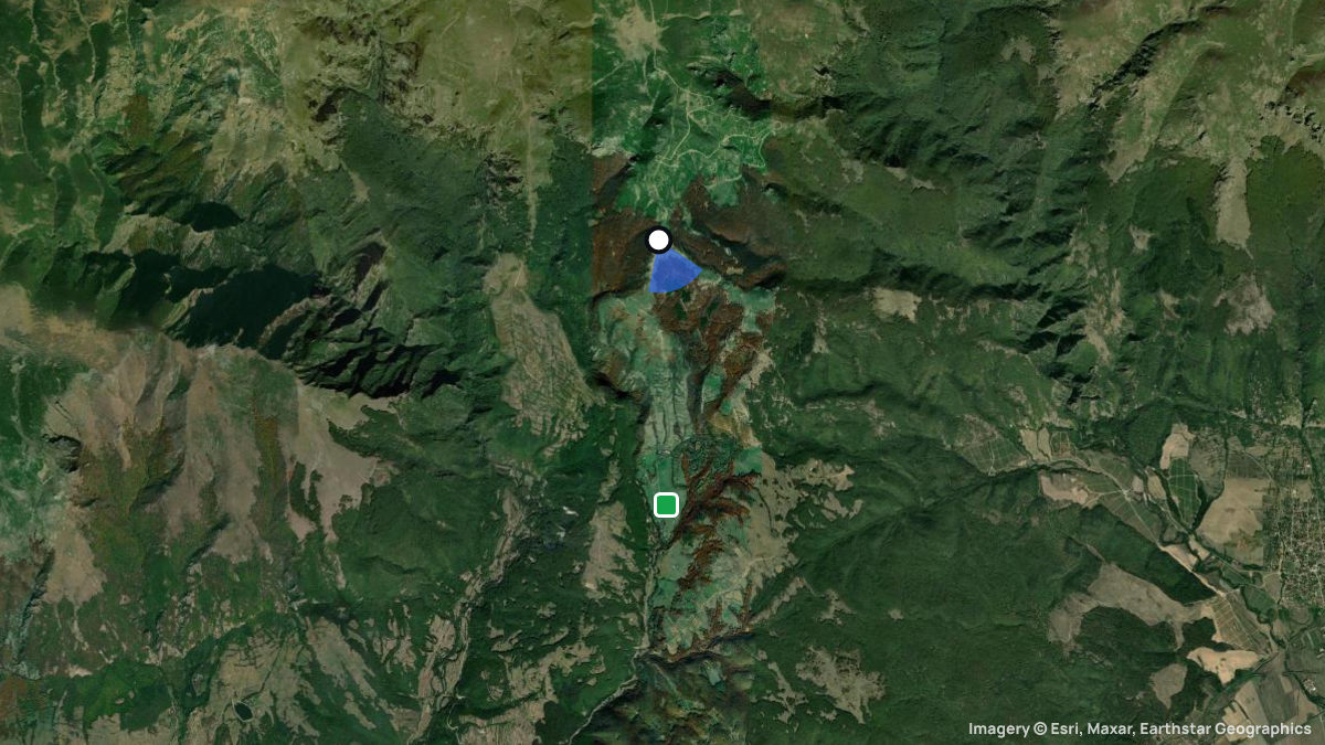 Satellite map of Kalofer with its launches and landings