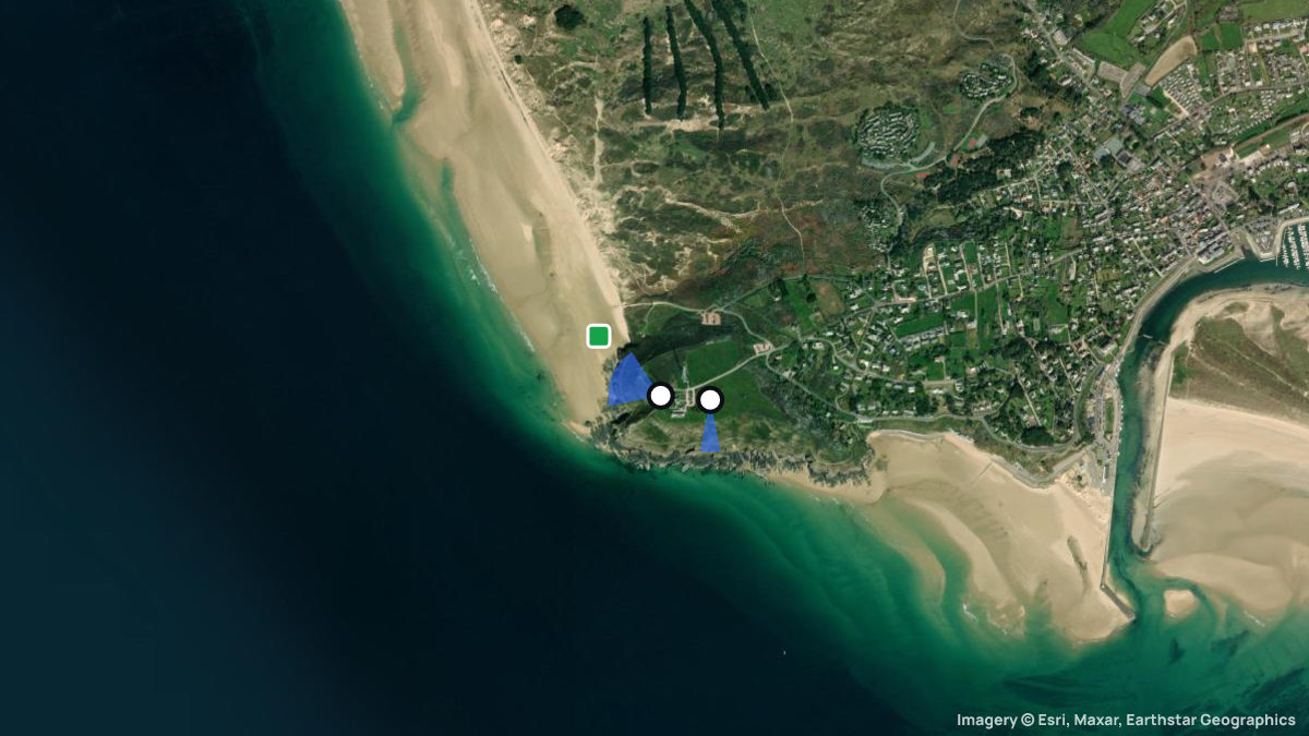 Satellite map of Carteret with its launches and landings