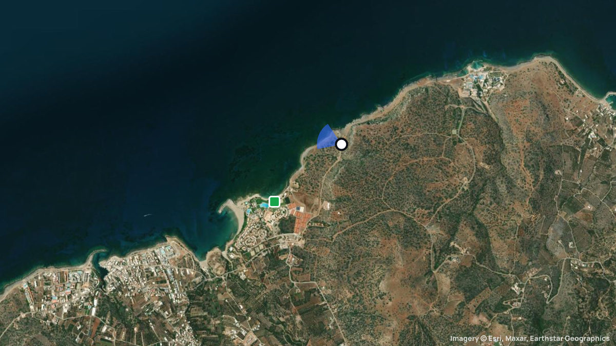 Satellitenkarte von Sissi Bay mit Start- und Landeplätzen