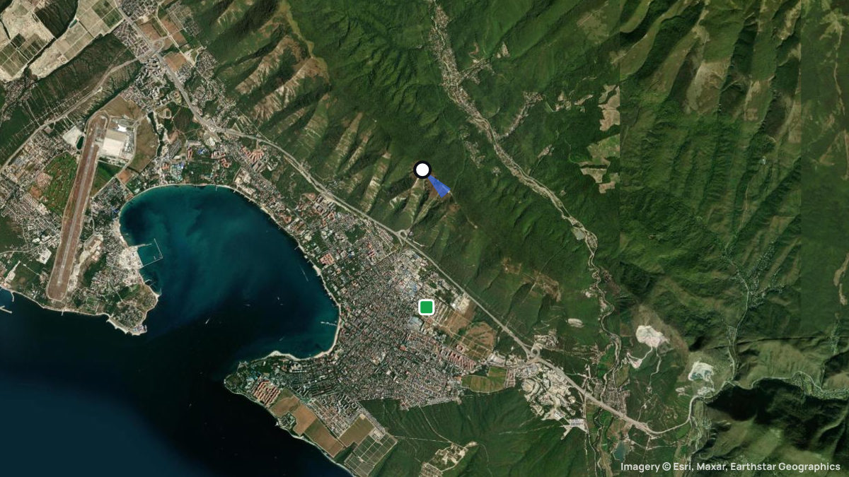 Satellite map of Gelendschik with its launches and landings