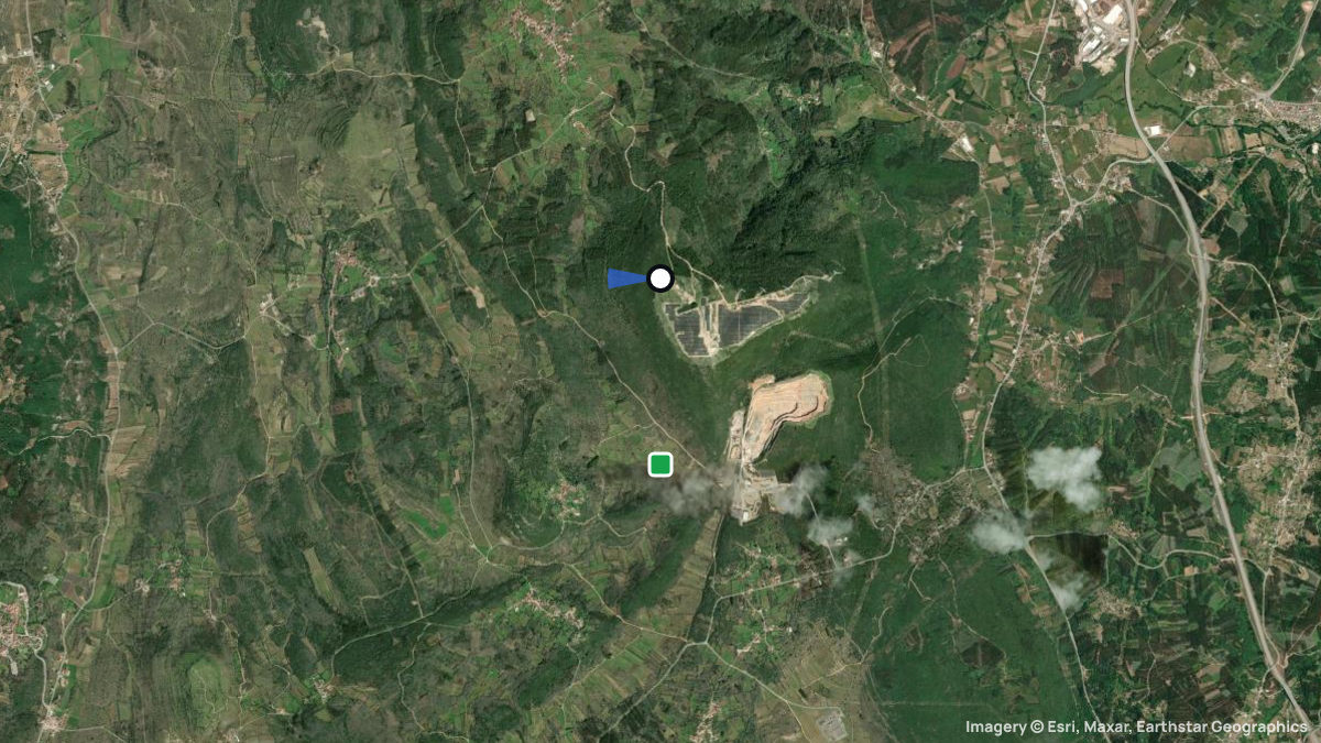 Satellite map of Monte Vez with its launches and landings