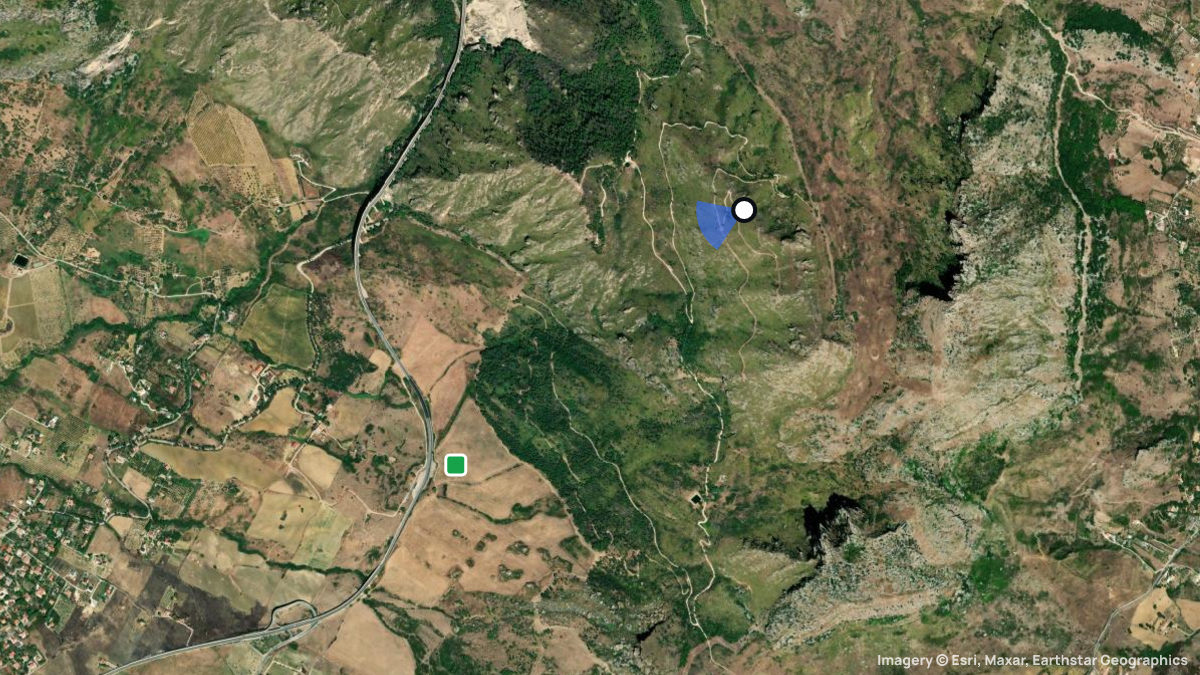 Satellitenkarte von Monte Pizzuta mit Start- und Landeplätzen