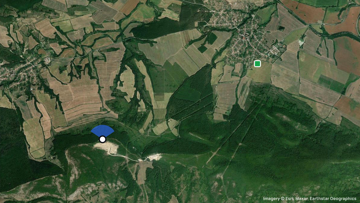 Satellite map of Partizani with its launches and landings