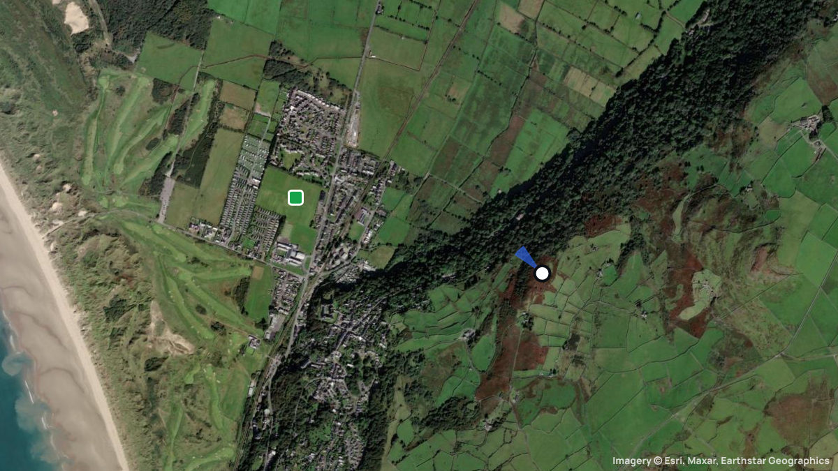 Satellite map of Harlech with its launches and landings
