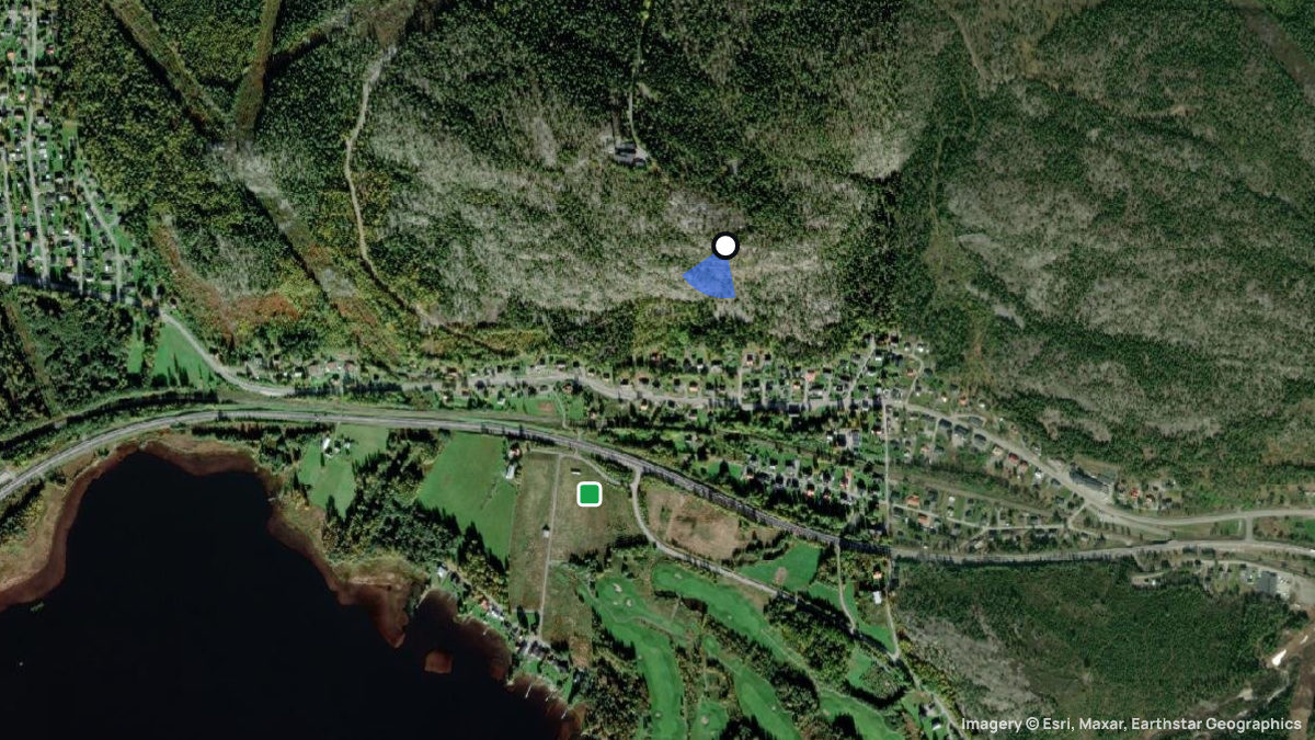 Satellite map of Asberget with its launches and landings