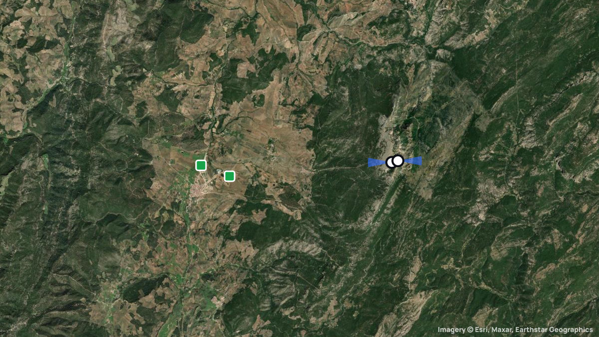 Satellite map of El Yelmo with its launches and landings