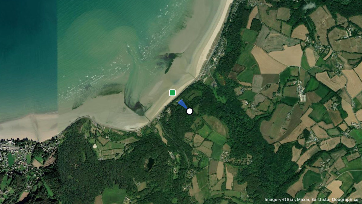 Satellitenkarte von St. Michel en Greve mit Start- und Landeplätzen