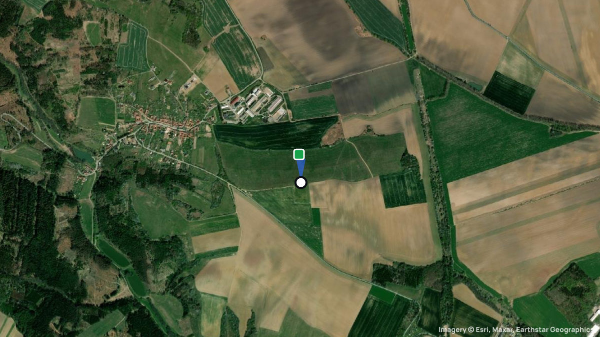 Satellite map of Bykovice with its launches and landings