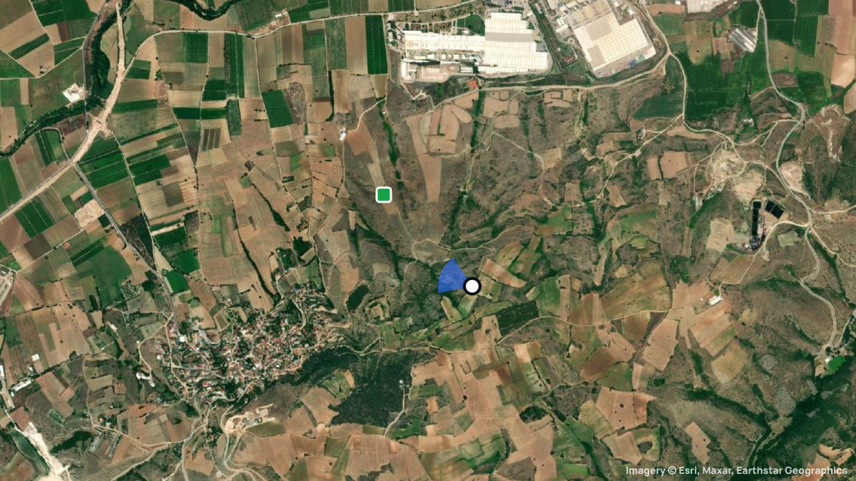 Satellitenkarte von Yenisehir mit Start- und Landeplätzen